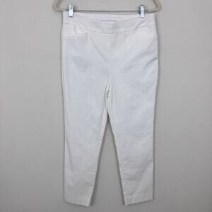 Chico's Womens Straight Leg Pants Size 10 Stretchy Summer Coastal Minimal White